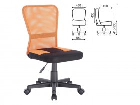 Кресло компактное BRABIX Smart MG-313, без подлокотников, комбинированное, черное/оранжевое в Евсино - evsino.mebel-nsk.ru | фото