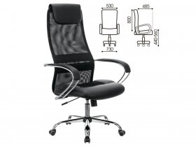 Кресло офисное BRABIX PREMIUM Stalker EX-608 CH, хром, ткань-сетка/кожзам, черное в Евсино - evsino.mebel-nsk.ru | фото
