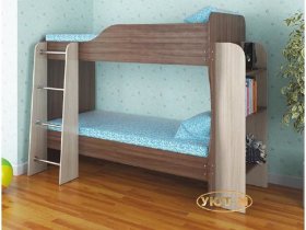 Кровать 2х ярусная без ящиков с полками в Евсино - evsino.mebel-nsk.ru | фото