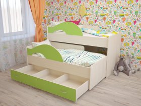 Кровать детская двухуровневая Радуга 80*160 в Евсино - evsino.mebel-nsk.ru | фото