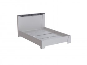 Кровать двуспальная 1,6 Ливерпуль (белый/бетон светлый) в Евсино - evsino.mebel-nsk.ru | фото