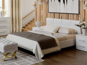 Кровать двуспальная 1,6 м «Элис» тип 1 (белая) в Евсино - evsino.mebel-nsk.ru | фото