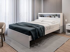 Кровать двуспальная 1,6м Бруклин СБ-3356 (белый) в Евсино - evsino.mebel-nsk.ru | фото