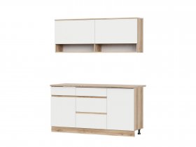 Кухонный гарнитур 1,6м Брауни (дуб делано/белый) в Евсино - evsino.mebel-nsk.ru | фото