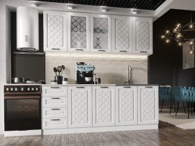 Кухонный гарнитур Агава 2,0 м (акация белая) в Евсино - evsino.mebel-nsk.ru | фото