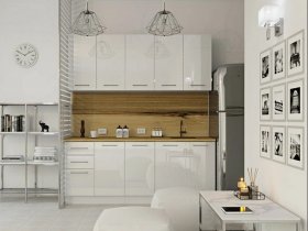 Кухонный гарнитур МДФ Выгодно и точка 2,0 м (белый глянец) в Евсино - evsino.mebel-nsk.ru | фото