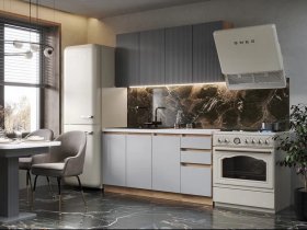 Кухонный гарнитур Ника 1,6 м (графит/серый софт) в Евсино - evsino.mebel-nsk.ru | фото