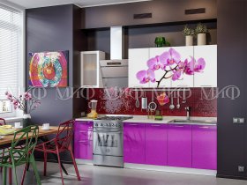 Кухонный гарнитур Орхидея (фиолетовый) в Евсино - evsino.mebel-nsk.ru | фото