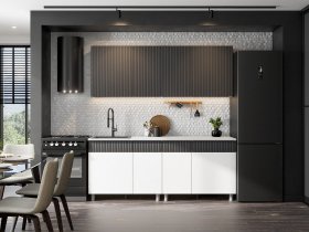 Кухонный гарнитур София (2,0м) (бланж/графит матовый) в Евсино - evsino.mebel-nsk.ru | фото