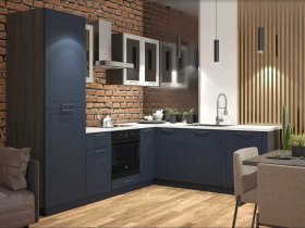 Модульная кухня Глэдис (тёмно-синий софт/корпус анкор темный) в Евсино - evsino.mebel-nsk.ru | фото