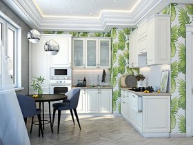 Модульная кухня Ницца (дуб кремовый) в Евсино - evsino.mebel-nsk.ru | фото