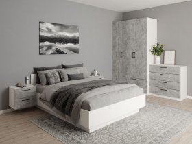 Модульная спальня Гамма (белый/цемент) в Евсино - evsino.mebel-nsk.ru | фото