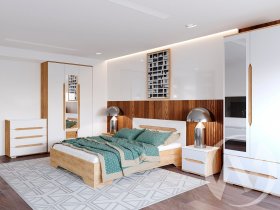 Модульная спальня Валирия (дуб крафт золотой/белый глянец) в Евсино - evsino.mebel-nsk.ru | фото