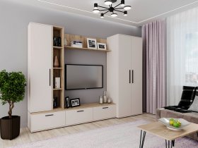 Модульная стенка Верона (сатин/дуб крафт серый) в Евсино - evsino.mebel-nsk.ru | фото