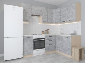 Модульная угловая кухня 1,4м*2,1м Лада (цемент) в Евсино - evsino.mebel-nsk.ru | фото