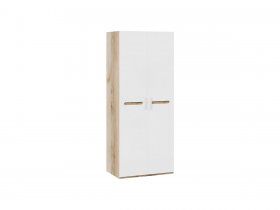 Шкаф двухстворчатый для одежды «Фьюжн» (белый глянец/дуб делано) в Евсино - evsino.mebel-nsk.ru | фото