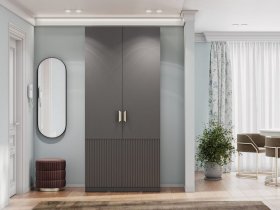 Шкаф двухстворчатый Эккервуд (Нью) (графит) в Евсино - evsino.mebel-nsk.ru | фото