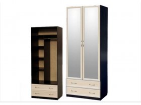 Шкаф двухстворчатый с ящиками с 2-мя зеркалами  (профиль МДФ) в Евсино - evsino.mebel-nsk.ru | фото