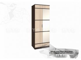 Шкаф двухстворчатый с зеркалом платяной-бельевой Сакура (BTS) в Евсино - evsino.mebel-nsk.ru | фото