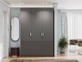 Шкаф трехстворчатый Эккервуд (Нью) (графит) в Евсино - evsino.mebel-nsk.ru | фото
