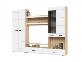 Стенка ГС-01 Либерти (дуб сонома/белый глянец) в Евсино - evsino.mebel-nsk.ru | фото