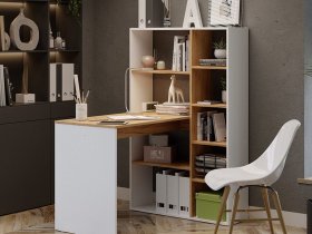 Стол письменный тип 16 (дуб крафт золотой/белый ясень) в Евсино - evsino.mebel-nsk.ru | фото